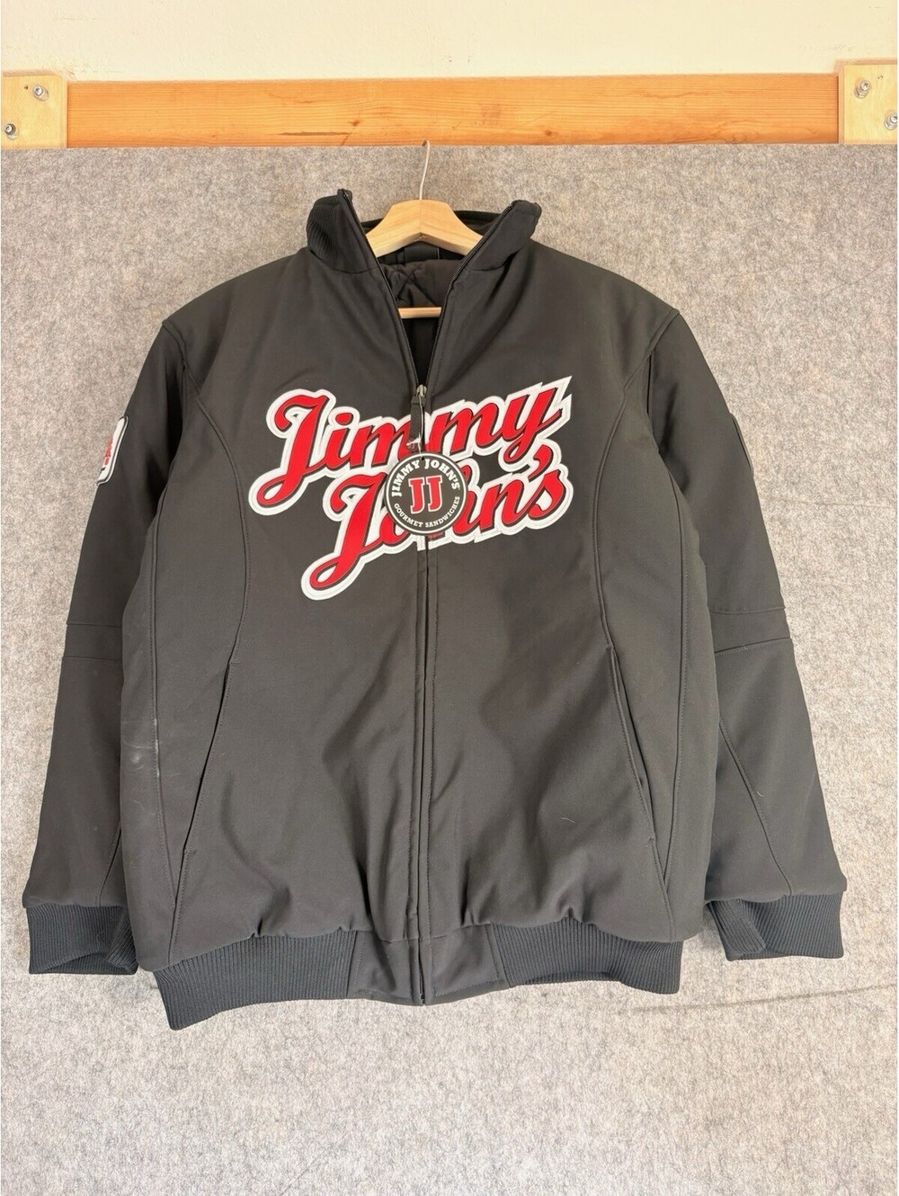 Jimmy Johns Jacket Mens S Black Employee Uniform Restaurant Quilted Coat